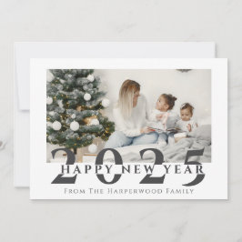 Tarjeta Festiva Elegante y simple feliz Año Nuevo Año Uno Foto Hol