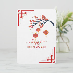 Tarjeta Festiva Elegante y simple Feliz Año Nuevo Chino de 5" x 7"