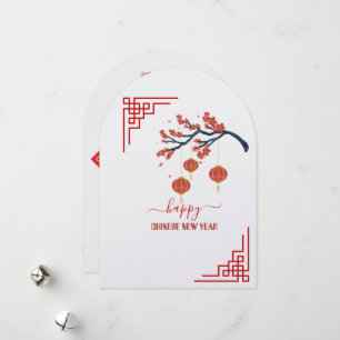 Tarjeta Festiva Elegante y simple Feliz Año Nuevo Chino de 5" x 7"