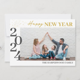 Tarjeta Festiva Elegante y simple foto de Año Nuevo Feliz Año Nuev