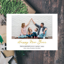 Tarjeta Festiva Elegante y simple foto de Año Nuevo Feliz Año Nuev