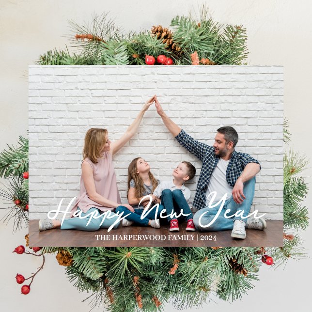 Tarjeta Festiva Elegante y simple foto de Año Nuevo Feliz Año Nuev (Subido por el creador)