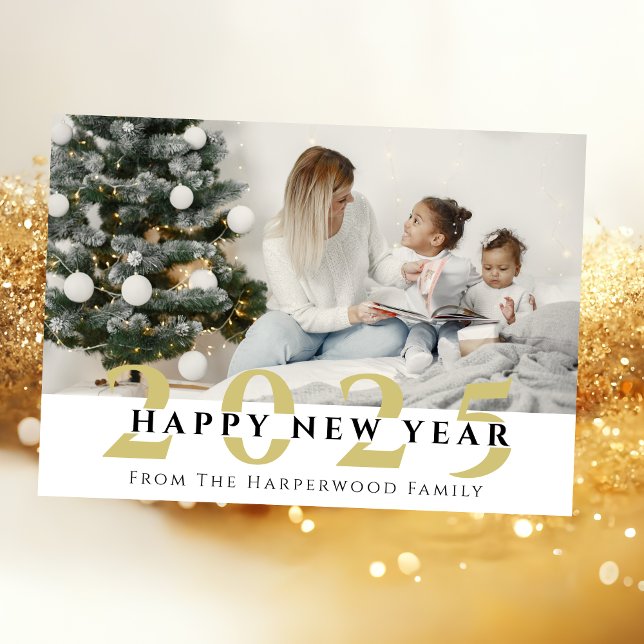 Tarjeta Festiva Elegante y simple foto de Año Nuevo Feliz Año Nuev (Subido por el creador)