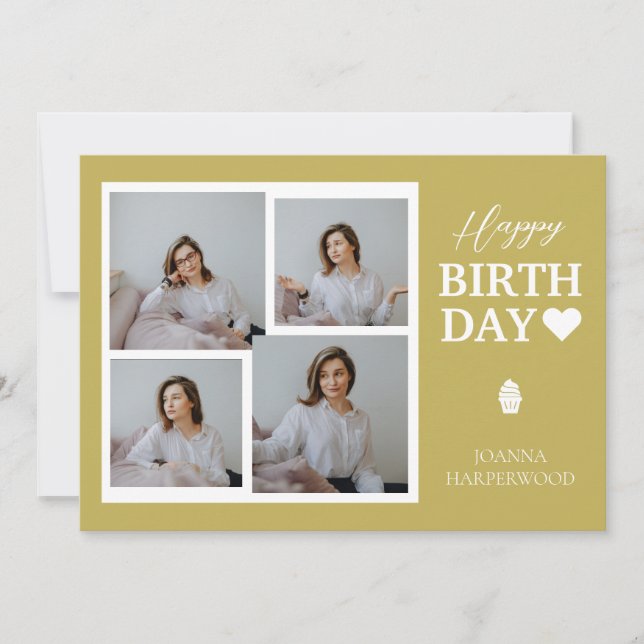 Tarjeta Festiva Elegante y simple foto estilo cumpleaños (Anverso)