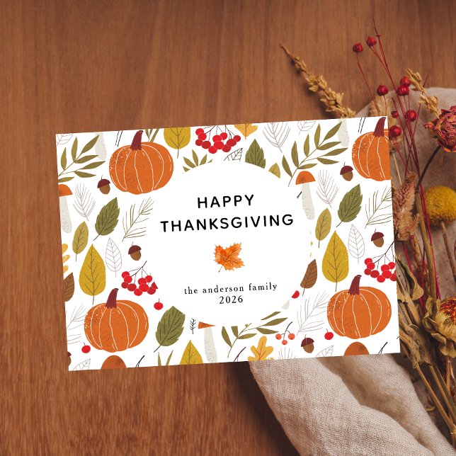 Tarjeta Festiva Elegante y simple hojas de otoño del Día de Acción (Subido por el creador)