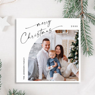 Tarjeta Festiva Elegante y simple Navidades de fotografía saludand