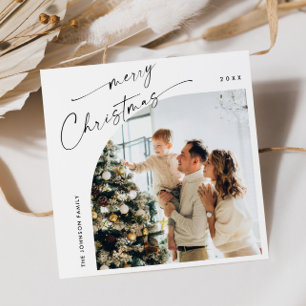 Tarjeta Festiva Elegante y simple Navidades de fotografía saludand