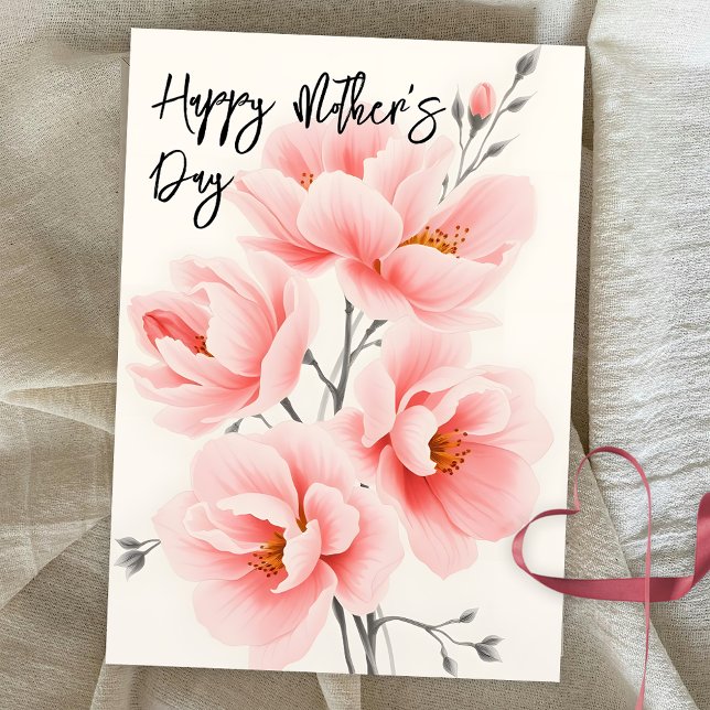 Tarjeta Festiva Elegante y suave florecimiento rosa suave Día de l (Subido por el creador)