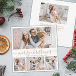 Tarjeta Festiva Elegantes 4 Navidades de Collage de fotos con guio<br><div class="desc">Elegante caligrafía moderna Minimalista blanca y dorada "Feliz Navidad" Script de 4 tarjetas de vacaciones de Collage de fotos. Esta festividad, caprichosa, mimalista, cuatro (4) plantillas de tarjeta de festividad fotográfica presenta un collage de fotos de bonito y dice "Feliz Navidad"! El texto de bienvenida de "Feliz Navidad" está escrito...</div>