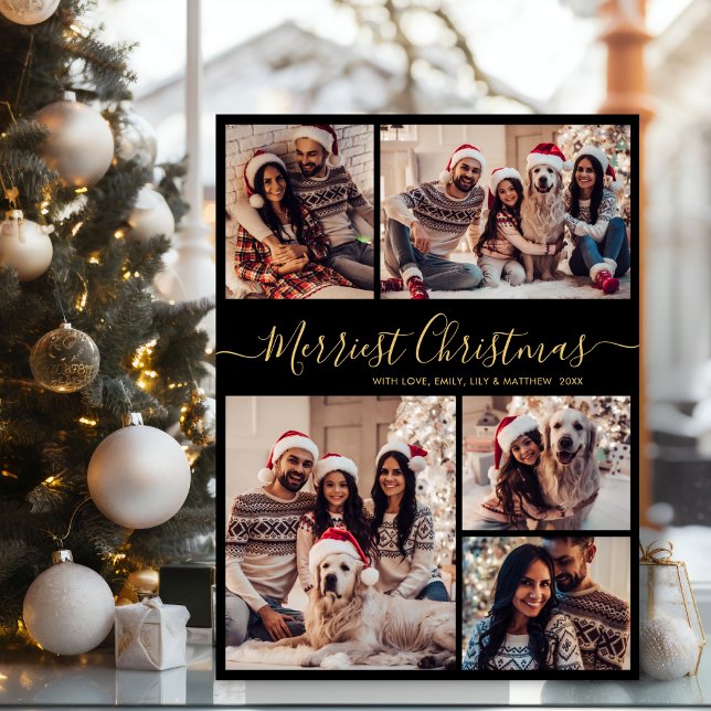 Tarjeta Festiva Elegantes 5 Collages de fotos Merriest Navidades (Subido por el creador)