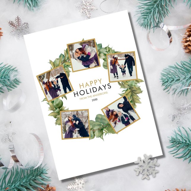 Tarjeta Festiva Elegantes 5 Navidades de Wreath de vegetación foto (Subido por el creador)