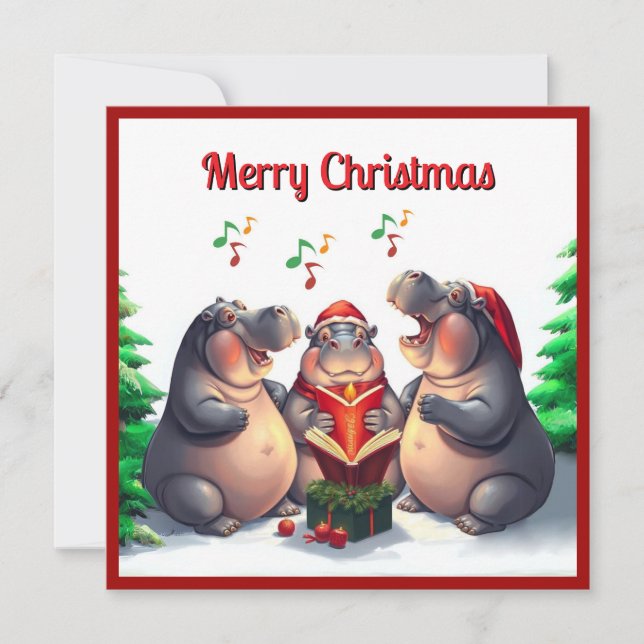 Tarjeta Festiva Elegantes árboles de pino al estilo acuarela y vil (Anverso)