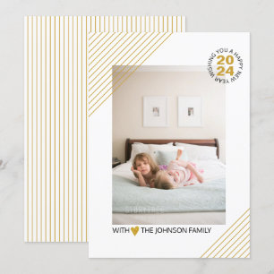 Tarjeta Festiva Elegantes bandas de oro Fotografía de oro de Año N