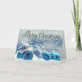 Tarjeta Festiva Elegantes bolas de Navidades azules