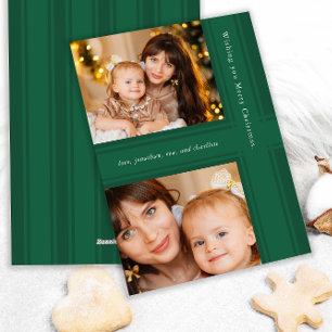 Tarjeta Festiva Elegantes cintas de Navidades Green Two Photo
