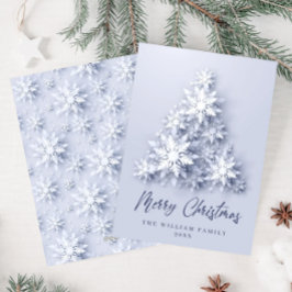 Tarjeta Festiva Elegantes copas de nieve Saludo de Árbol de Navida