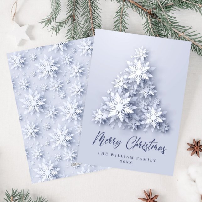Tarjeta Festiva Elegantes copas de nieve Saludo de Árbol de Navida (Subido por el creador)