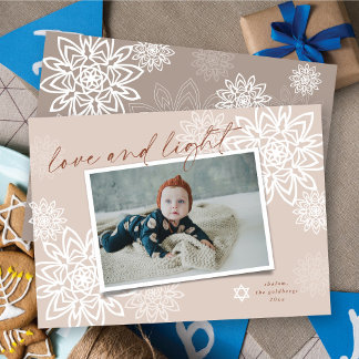 Tarjeta Festiva Elegantes Copos De Nieve Amor Y Luz Foto De Hanukk