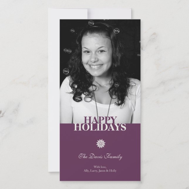 Tarjeta Festiva Elegantes copos de nieve de plumas Navidades salud (Anverso)