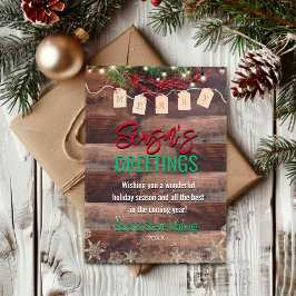 Tarjeta Festiva Elegantes copos de nieve dorados Navidades de hoja