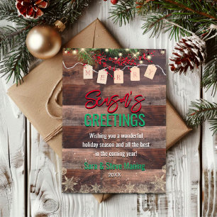 Tarjeta Festiva Elegantes copos de nieve dorados Navidades de hoja