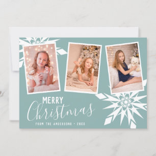 Tarjeta Festiva Elegantes copos de nieve Feliz Personalizado de Na