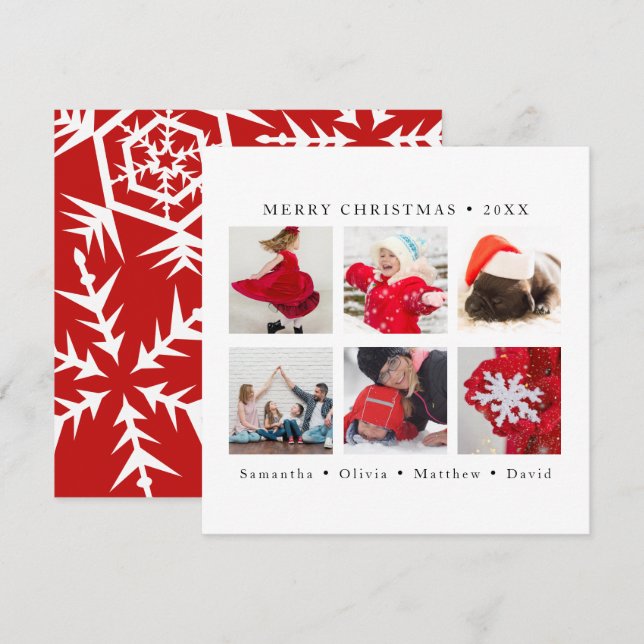 Tarjeta Festiva Elegantes copos de nieve Feliz Personalizado de Na (Anverso / Reverso)