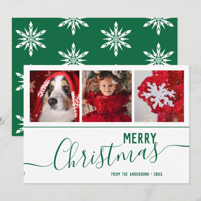 Tarjeta Festiva Elegantes copos de nieve Feliz Personalizado de Na (Anverso / Reverso)