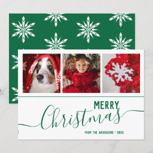 Tarjeta Festiva Elegantes copos de nieve Feliz Personalizado de Na