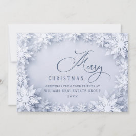 Tarjeta Festiva Elegantes copos de nieve Navidades corporativos sa