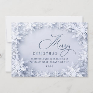 Tarjeta Festiva Elegantes copos de nieve Navidades corporativos sa