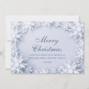 Tarjeta Festiva Elegantes copos de nieve Navidades corporativos sa