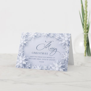 Tarjeta Festiva Elegantes copos de nieve Navidades corporativos sa