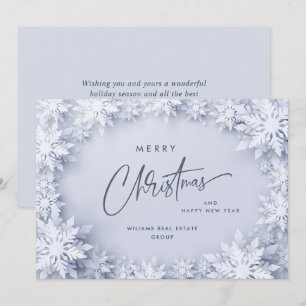 Tarjeta Festiva Elegantes copos de nieve Navidades corporativos sa