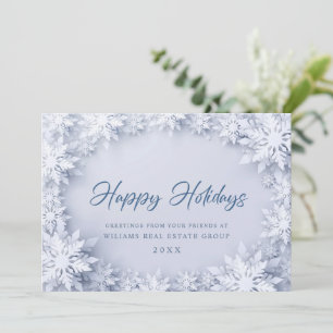 Tarjeta Festiva Elegantes copos de nieve Navidades corporativos sa
