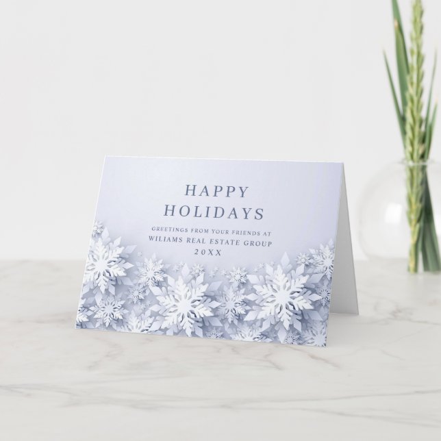 Tarjeta Festiva Elegantes copos de nieve Navidades corporativos sa (Anverso)