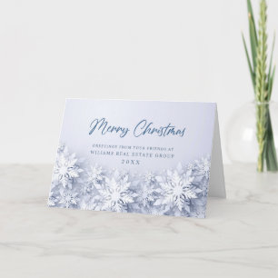 Tarjeta Festiva Elegantes copos de nieve Navidades corporativos sa