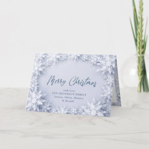 Tarjeta Festiva Elegantes copos de nieve Navidades corporativos sa