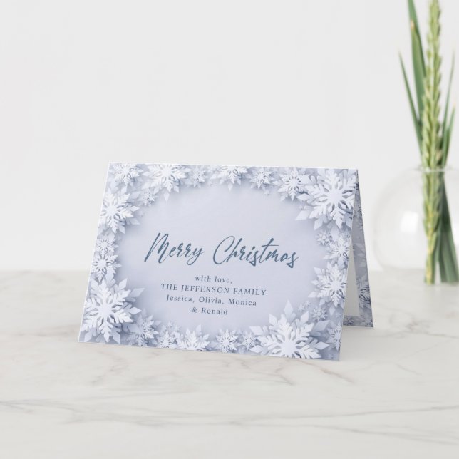 Tarjeta Festiva Elegantes copos de nieve Navidades corporativos sa (Anverso)