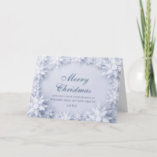 Tarjeta Festiva Elegantes copos de nieve Navidades corporativos sa