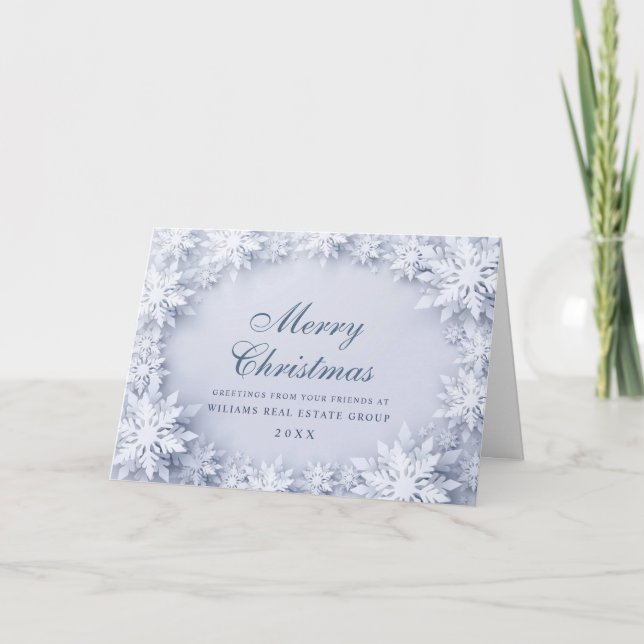 Tarjeta Festiva Elegantes copos de nieve Navidades corporativos sa (Anverso)