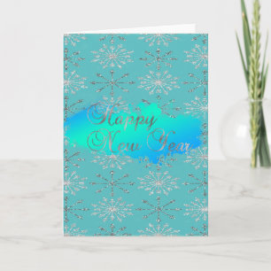 Tarjeta Festiva Elegantes copos de nieve plateados con brillo