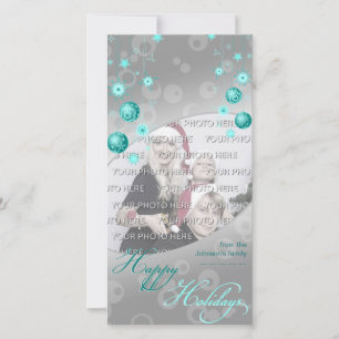 Tarjeta Festiva Elegantes decoraciones navideñas turquesas