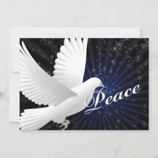 Tarjeta Festiva elegantes estaciones de palomitas de paz azul Salu