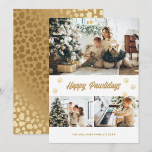Tarjeta Festiva Elegantes estrellas de oro Felices Pawlidays Photo