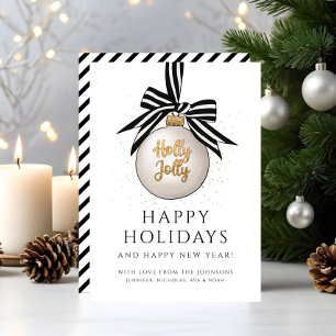 Tarjeta Festiva Elegantes Felices Fiestas En Blanco Y Negro
