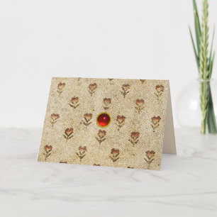 Tarjeta Festiva ELEGANTES FLORES DE MOSAICO ROMANO SIMPLES Antiguo