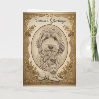 Tarjeta Festiva • Elegantes Goldendoodles Vintage Saludo de Tempor