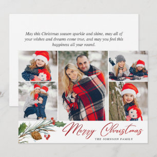 Tarjeta Festiva Elegantes Navidades 5 Collages de fotos Saludo mod