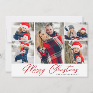 Tarjeta Festiva Elegantes Navidades 5 Collages de fotos Saludo mod
